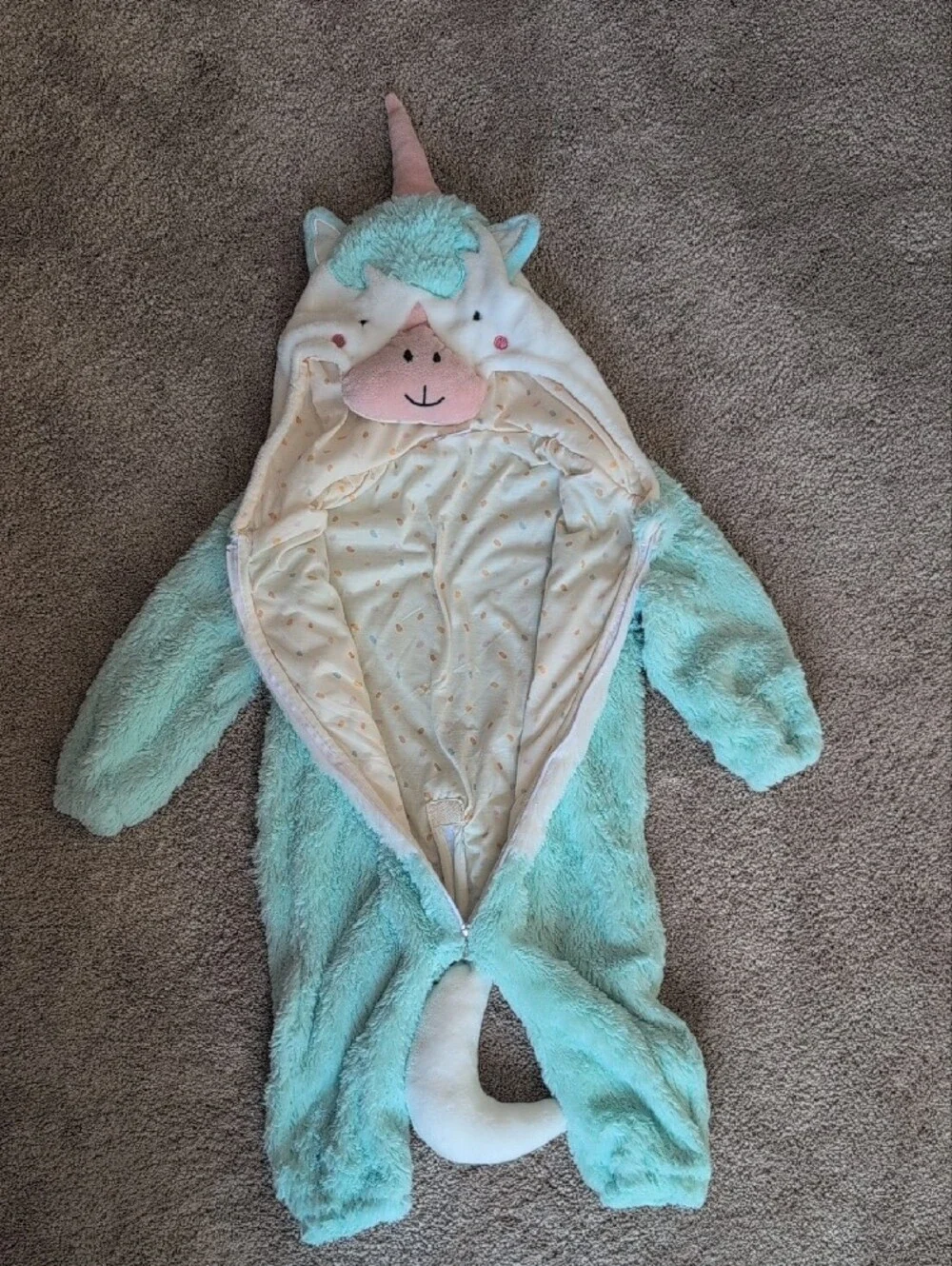 🦄 Coco Village Plush Mint Unicorn One-Piece Halloween Costume (2t)